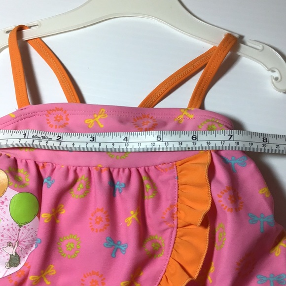 Pink Winnie the Pooh and Piglet pink Disney baby swimsuit with orange frills - Picture 7 of 10